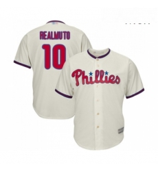 Mens Philadelphia Phillies 10 J T Realmuto Replica Cream Alternate Cool Base Baseball Jersey 
