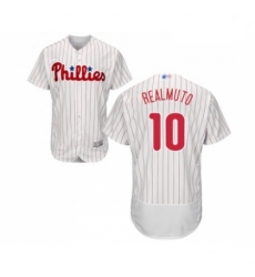 Mens Philadelphia Phillies 10 J T Realmuto White Home Flex Base Authentic Collection Baseball Jersey