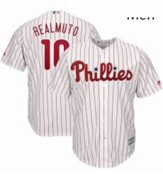 Mens Philadelphia Phillies 10 JT Realmuto Majestic White Home Cool Base Player Jersey 