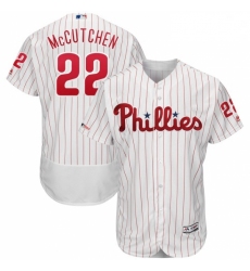 Mens Philadelphia Phillies 22 Andrew McCutchen Majestic White Scarlet Authentic Collection MLB Jersey Flex Base