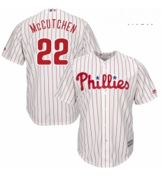 Mens Philadelphia Phillies 22 Andrew McCutchen Majestic White Scarlet Official Cool Base Player Jersey 