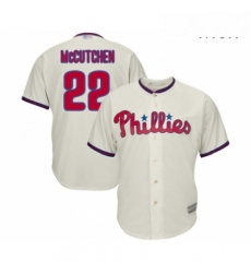 Mens Philadelphia Phillies 22 Andrew McCutchen Replica Cream Alternate Cool Base Baseball Jersey 