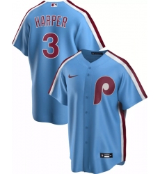 Men's Philadelphia Phillies #3 Bryce Harper Blue Stitched MLB Jersey