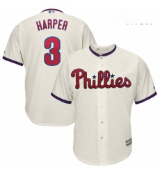 Mens Philadelphia Phillies 3 Bryce Harper Majestic Cream Alternate Official Cool Base Player Jersey 