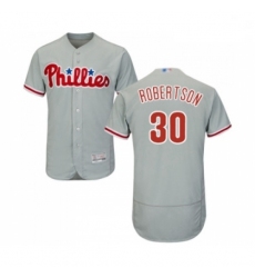 Mens Philadelphia Phillies 30 David Robertson Grey Road Flex Base Authentic Collection Baseball Jersey