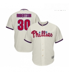 Mens Philadelphia Phillies 30 David Robertson Replica Cream Alternate Cool Base Baseball Jersey 
