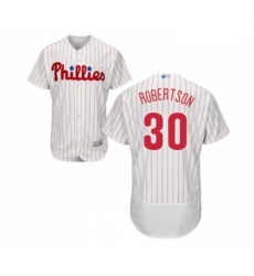 Mens Philadelphia Phillies 30 David Robertson White Home Flex Base Authentic Collection Baseball Jersey