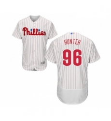 Mens Philadelphia Phillies 96 Tommy Hunter White Home Flex Base Authentic Collection Baseball Jersey