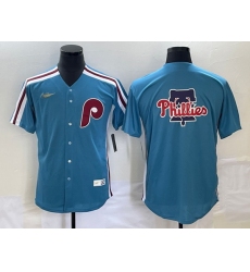 Men's Philadelphia Phillies Big Logo Blue Cooperstown Throwback Cool Base Nike Jersey
