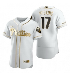 Philadelphia Phillies 17 Rhys Hoskins White Nike Mens Authentic Golden Edition MLB Jersey