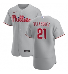 Philadelphia Phillies 21 Vince Velasquez Men Nike Gray Road 2020 Authentic Player MLB Jersey
