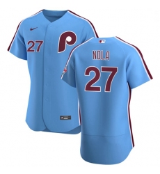 Philadelphia Phillies 27 Aaron Nola Men Nike Light Blue Alternate 2020 Authentic Player MLB Jersey