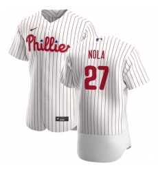 Philadelphia Phillies 27 Aaron Nola Men Nike White Home 2020 Authentic Player MLB Jersey