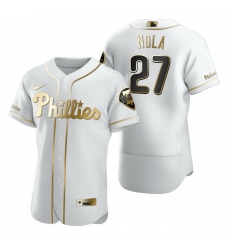 Philadelphia Phillies 27 Aaron Nola White Nike Mens Authentic Golden Edition MLB Jersey