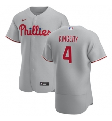 Philadelphia Phillies 4 Scott Kingery Men Nike Gray Road 2020 Authentic Player MLB Jersey