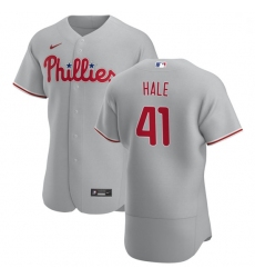 Philadelphia Phillies 41 David Hale Men Nike Gray Road 2020 Authentic Player MLB Jersey