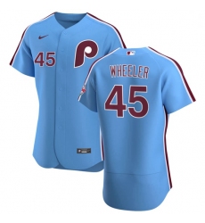 Philadelphia Phillies 45 Zack Wheeler Men Nike Light Blue Alternate 2020 Authentic Player MLB Jersey