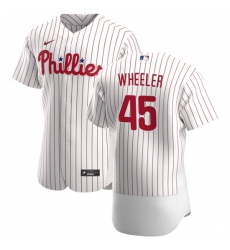 Philadelphia Phillies 45 Zack Wheeler Men Nike White Home 2020 Authentic Player MLB Jersey