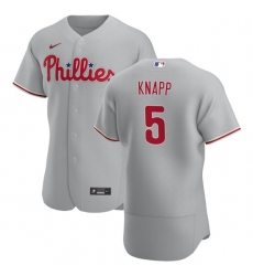 Philadelphia Phillies 5 Andrew Knapp Men Nike Gray Road 2020 Authentic Player MLB Jersey