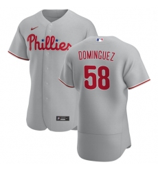 Philadelphia Phillies 58 Seranthony Dominguez Men Nike Gray Road 2020 Authentic Player MLB Jersey