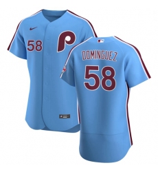 Philadelphia Phillies 58 Seranthony Dominguez Men Nike Light Blue Alternate 2020 Authentic Player MLB Jersey