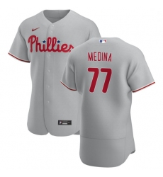 Philadelphia Phillies 77 Adonis Medina Men Nike Gray Road 2020 Authentic Player MLB Jersey