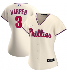 Philadelphia Phillies 3 Bryce Harper Nike Women Alternate 2020 MLB Player Jersey Cream