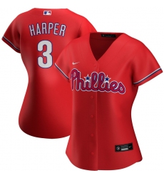 Philadelphia Phillies 3 Bryce Harper Nike Women Alternate 2020 MLB Player Jersey Red