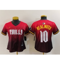 Women Philadelphia Phillies 10 J T  Realmuto Red 2024 City Connect Limited Stitched Baseball Jersey