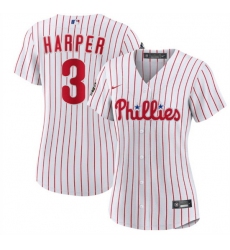 Women Philadelphia Phillies 3 Bryce Harper White 2022 World Series Flex Base Stitched Baseball Jersey