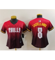 Women Philadelphia Phillies 8 Nick Castellanos Red 2024 City Connect Limited Stitched Baseball Jersey