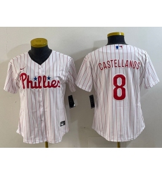 Women Philadelphia Phillies 8 Nick Castellanos White Stitched Baseball Jersey