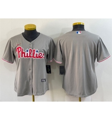 Women Philadelphia Phillies Blank Gray Cool Base Stitched Baseball Jersey