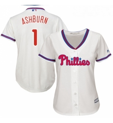 Womens Majestic Philadelphia Phillies 1 Richie Ashburn Authentic Cream Alternate Cool Base MLB Jersey