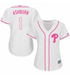 Womens Majestic Philadelphia Phillies 1 Richie Ashburn Authentic White Fashion Cool Base MLB Jersey
