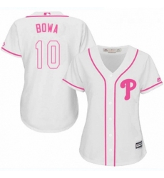 Womens Majestic Philadelphia Phillies 10 Larry Bowa Authentic White Fashion Cool Base MLB Jersey 