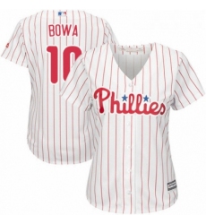 Womens Majestic Philadelphia Phillies 10 Larry Bowa Replica WhiteRed Strip Home Cool Base MLB Jersey 