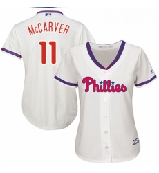 Womens Majestic Philadelphia Phillies 11 Tim McCarver Authentic Cream Alternate Cool Base MLB Jersey
