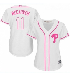 Womens Majestic Philadelphia Phillies 11 Tim McCarver Authentic White Fashion Cool Base MLB Jersey