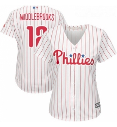 Womens Majestic Philadelphia Phillies 12 Will Middlebrooks Replica WhiteRed Strip Home Cool Base MLB Jersey 
