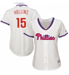 Womens Majestic Philadelphia Phillies 15 Dave Hollins Replica Cream Alternate Cool Base MLB Jersey