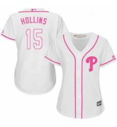 Womens Majestic Philadelphia Phillies 15 Dave Hollins Replica White Fashion Cool Base MLB Jersey