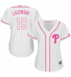 Womens Majestic Philadelphia Phillies 19 Greg Luzinski Authentic White Fashion Cool Base MLB Jersey