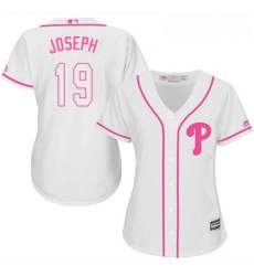Womens Majestic Philadelphia Phillies 19 Tommy Joseph Authentic White Fashion Cool Base MLB Jersey 