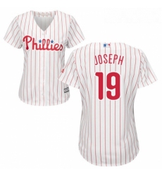 Womens Majestic Philadelphia Phillies 19 Tommy Joseph Authentic WhiteRed Strip Home Cool Base MLB Jersey 