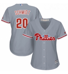 Womens Majestic Philadelphia Phillies 20 Mike Schmidt Authentic Grey Road Cool Base MLB Jersey