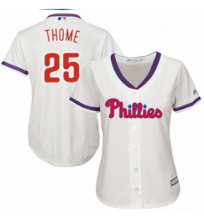 Womens Majestic Philadelphia Phillies 25 Jim Thome Authentic Cream Alternate Cool Base MLB Jersey 
