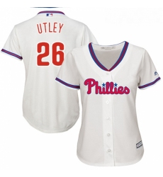 Womens Majestic Philadelphia Phillies 26 Chase Utley Authentic Cream Alternate Cool Base MLB Jersey