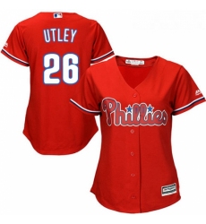 Womens Majestic Philadelphia Phillies 26 Chase Utley Authentic Red Alternate Cool Base MLB Jersey