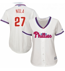 Womens Majestic Philadelphia Phillies 27 Aaron Nola Authentic Cream Alternate Cool Base MLB Jersey